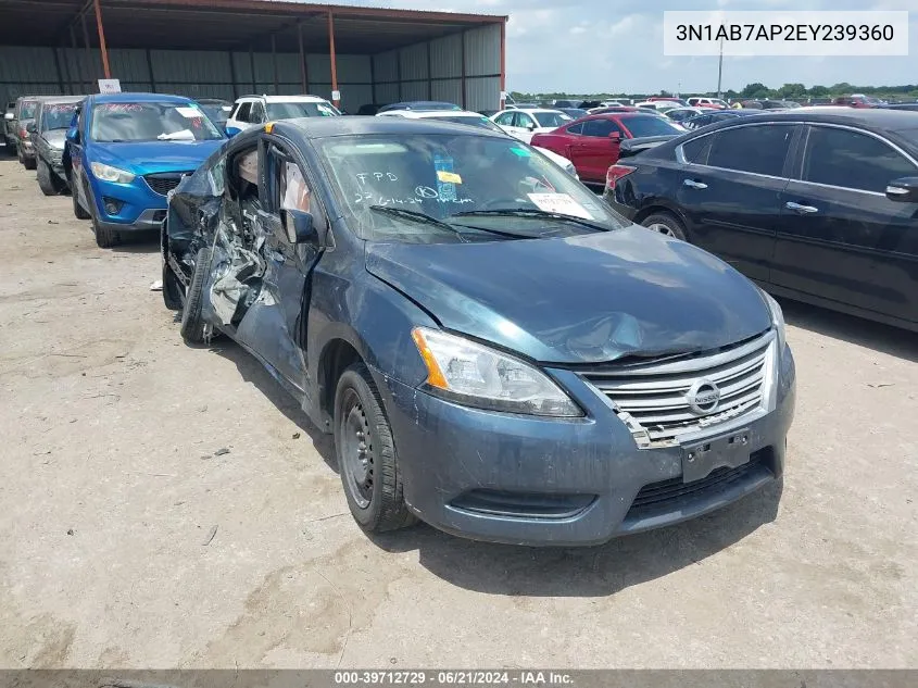 2014 Nissan Sentra Fe+ S/Fe+ Sv/S/Sl/Sr/Sv VIN: 3N1AB7AP2EY239360 Lot: 39712729