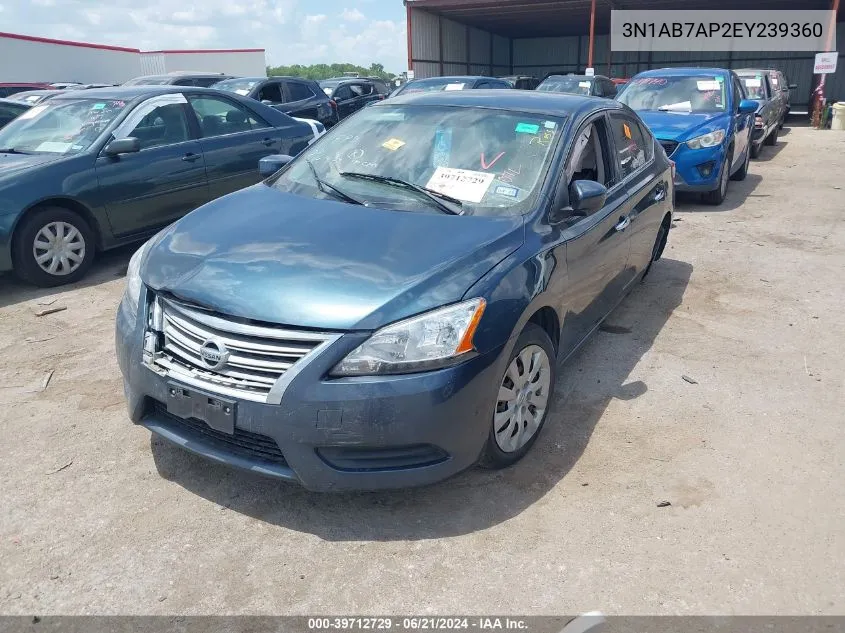 2014 Nissan Sentra Fe+ S/Fe+ Sv/S/Sl/Sr/Sv VIN: 3N1AB7AP2EY239360 Lot: 39712729