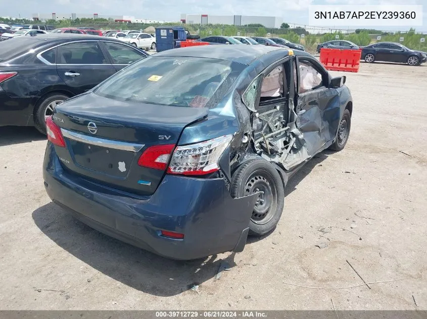 2014 Nissan Sentra Fe+ S/Fe+ Sv/S/Sl/Sr/Sv VIN: 3N1AB7AP2EY239360 Lot: 39712729