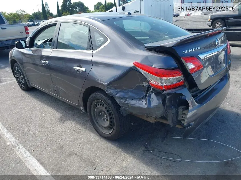 2014 Nissan Sentra Sv VIN: 3N1AB7AP5EY292506 Lot: 39714138