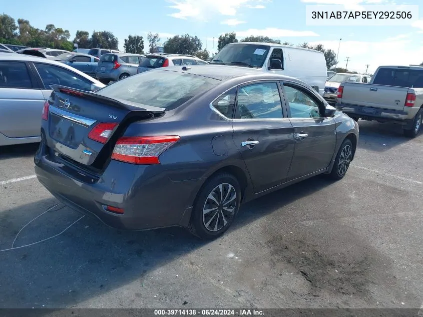 2014 Nissan Sentra Sv VIN: 3N1AB7AP5EY292506 Lot: 39714138