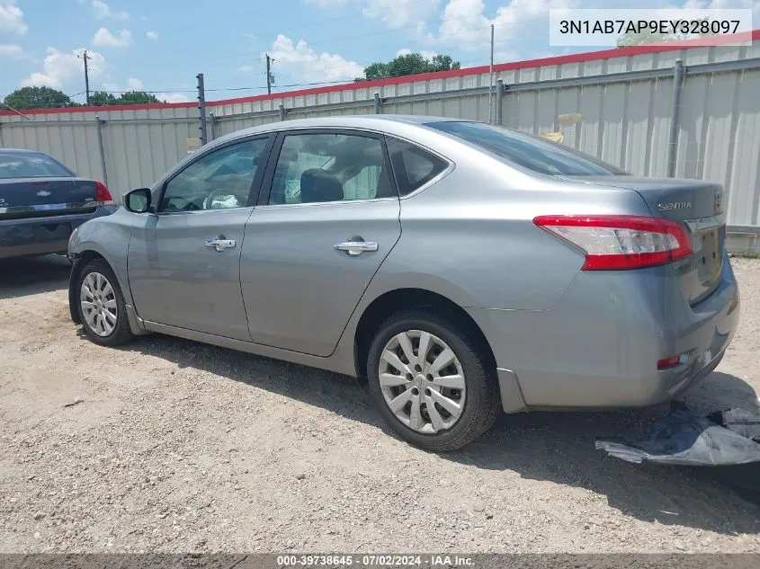 2014 Nissan Sentra Sv VIN: 3N1AB7AP9EY328097 Lot: 39738645