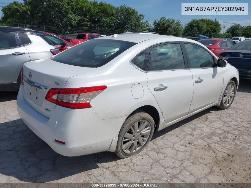 2014 Nissan Sentra Sl VIN: 3N1AB7AP7EY302940 Lot: 39776999