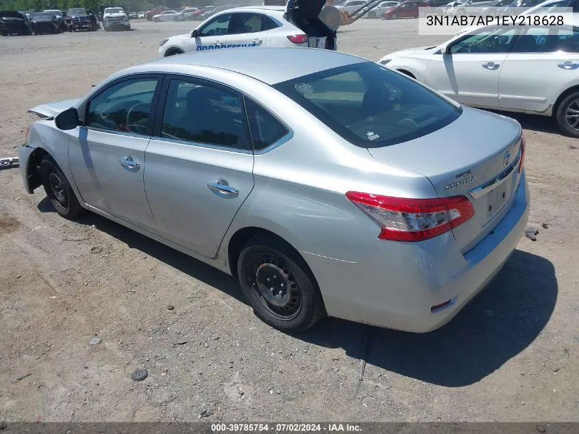 2014 Nissan Sentra S VIN: 3N1AB7AP1EY218628 Lot: 39785754