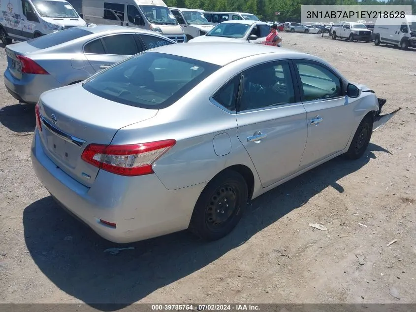 2014 Nissan Sentra S VIN: 3N1AB7AP1EY218628 Lot: 39785754