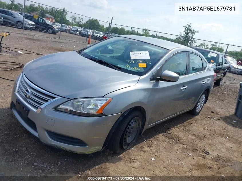 2014 Nissan Sentra S VIN: 3N1AB7AP5EL679781 Lot: 39794173