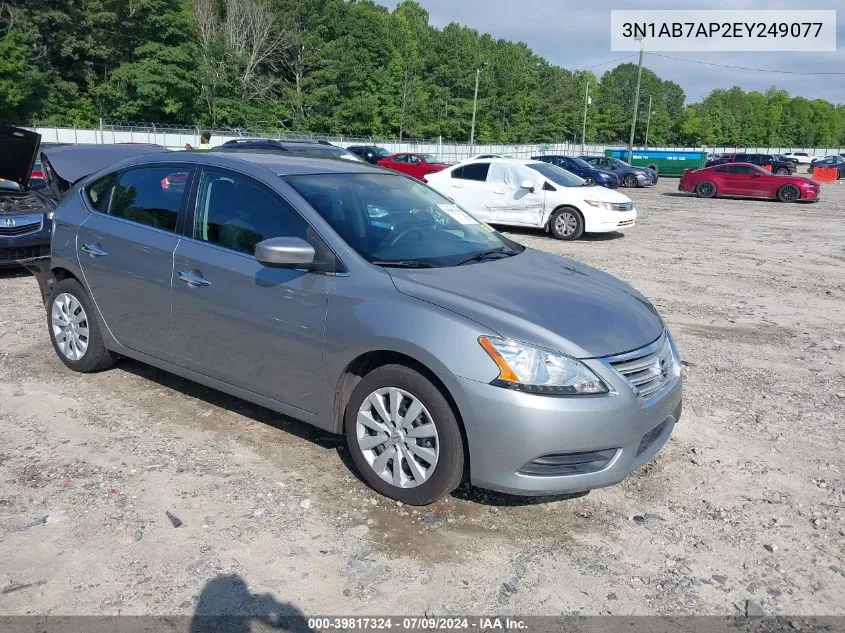 2014 Nissan Sentra S VIN: 3N1AB7AP2EY249077 Lot: 39817324