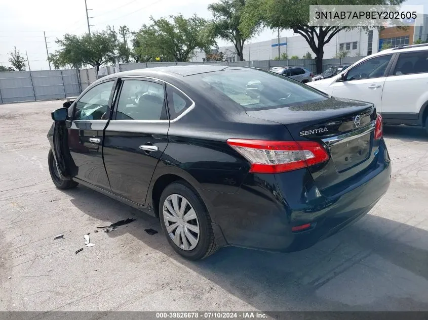 2014 Nissan Sentra S VIN: 3N1AB7AP8EY202605 Lot: 39826678