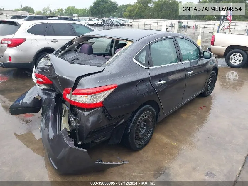 2014 Nissan Sentra S VIN: 3N1AB7AP4EL694854 Lot: 39856005