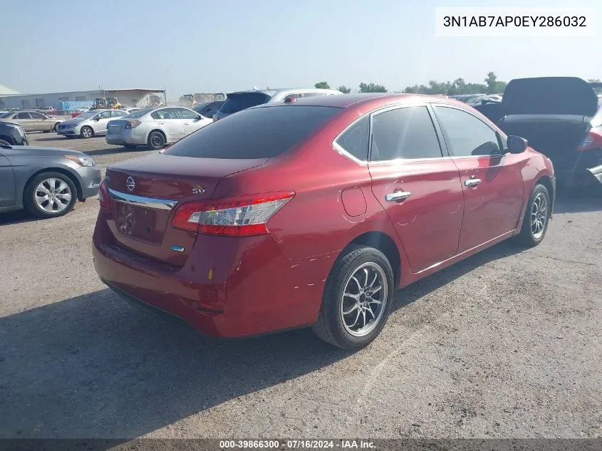 2014 Nissan Sentra Sv VIN: 3N1AB7AP0EY286032 Lot: 39866300