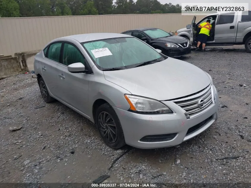 2014 Nissan Sentra S VIN: 3N1AB7AP4EY232863 Lot: 39935337