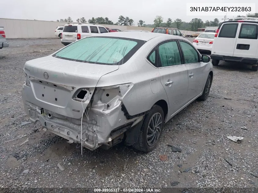 2014 Nissan Sentra S VIN: 3N1AB7AP4EY232863 Lot: 39935337