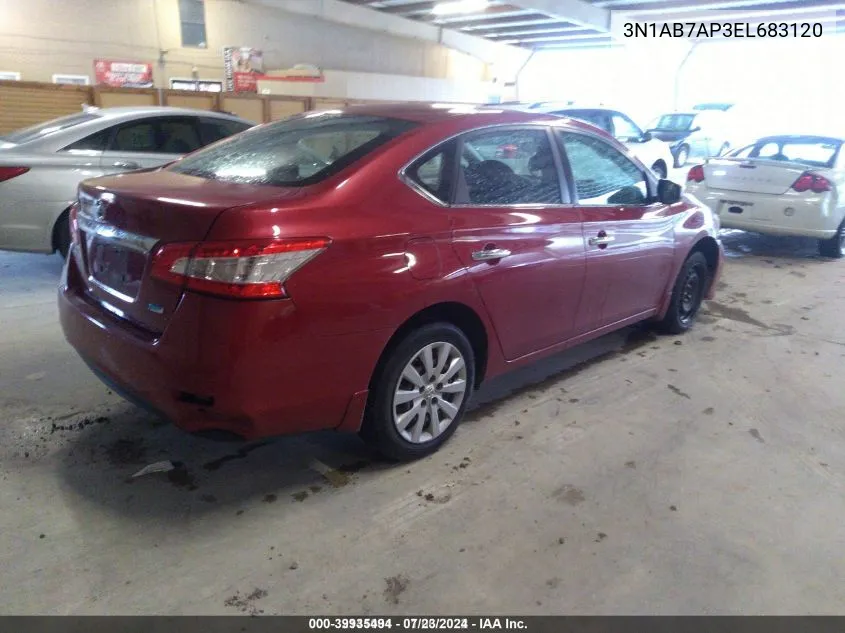 2014 Nissan Sentra S VIN: 3N1AB7AP3EL683120 Lot: 39935494