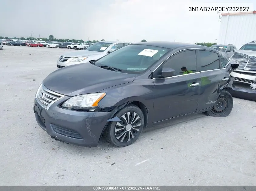 2014 Nissan Sentra Sv VIN: 3N1AB7AP0EY232827 Lot: 39938841