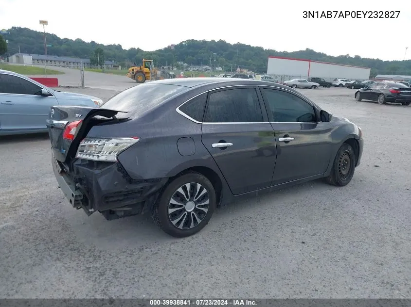 2014 Nissan Sentra Sv VIN: 3N1AB7AP0EY232827 Lot: 39938841