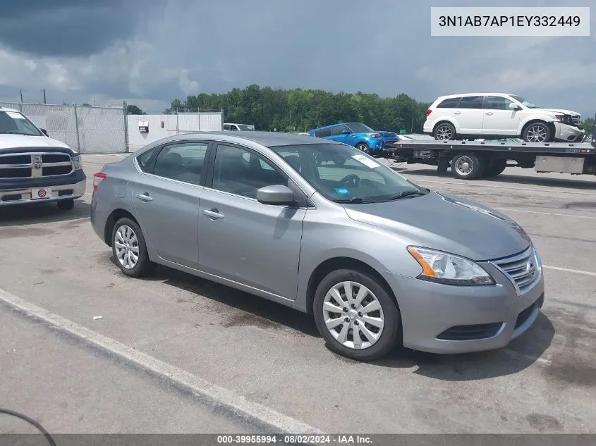 2014 Nissan Sentra Sv VIN: 3N1AB7AP1EY332449 Lot: 39955994