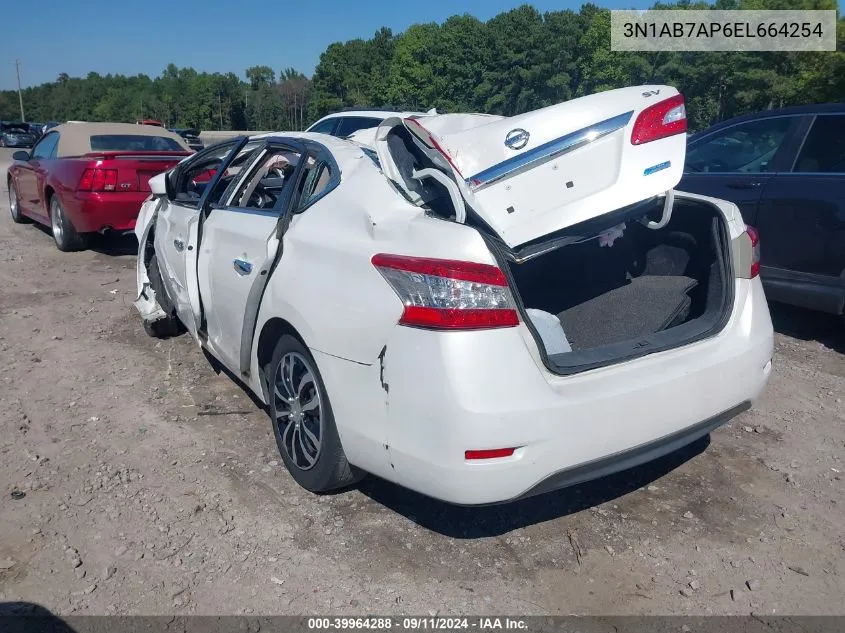 2014 Nissan Sentra Fe+ S/Fe+ Sv/S/Sl/Sr/Sv VIN: 3N1AB7AP6EL664254 Lot: 39964288