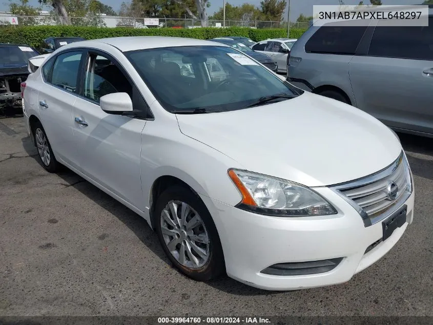 3N1AB7APXEL648297 2014 Nissan Sentra Fe+ S/Fe+ Sv/S/Sl/Sr/Sv