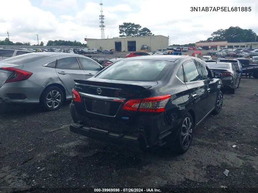 2014 Nissan Sentra S VIN: 3N1AB7AP5EL681885 Lot: 39969598