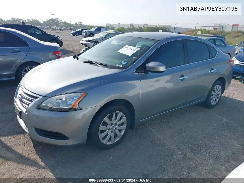 2014 Nissan Sentra Sv VIN: 3N1AB7AP9EY307198 Lot: 39999433