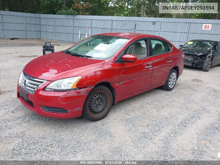 2014 Nissan Sentra Sv VIN: 3N1AB7AP0EY293594 Lot: 40002988