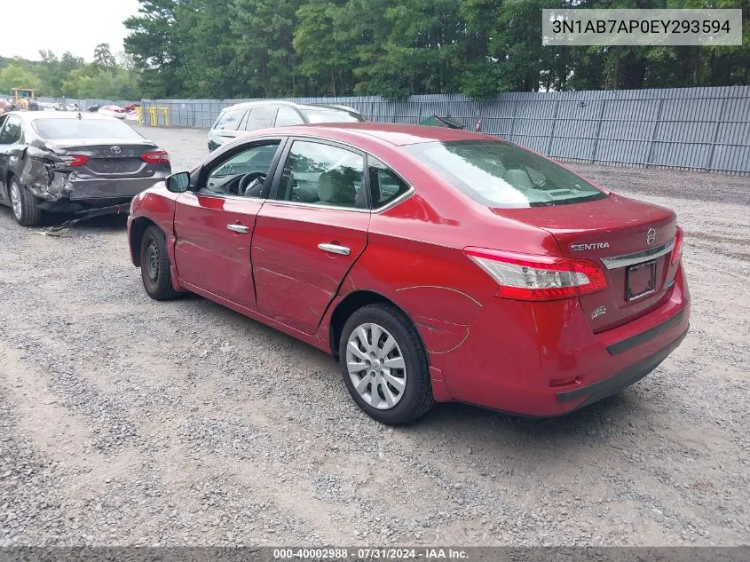 3N1AB7AP0EY293594 2014 Nissan Sentra Sv