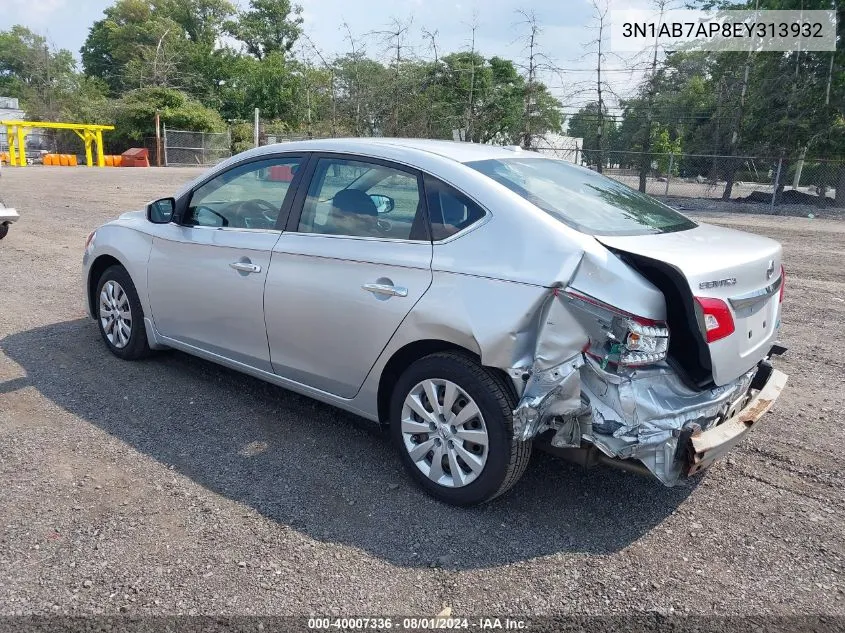 2014 Nissan Sentra Sv VIN: 3N1AB7AP8EY313932 Lot: 40007336