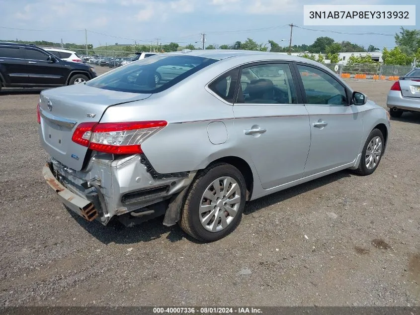 2014 Nissan Sentra Sv VIN: 3N1AB7AP8EY313932 Lot: 40007336