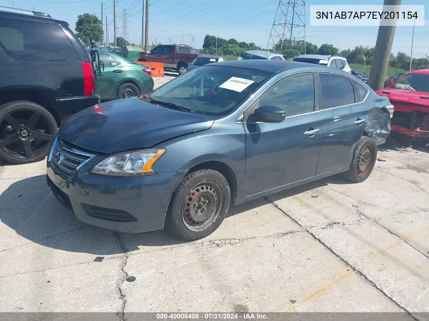 2014 Nissan Sentra S VIN: 3N1AB7AP7EY201154 Lot: 40008408