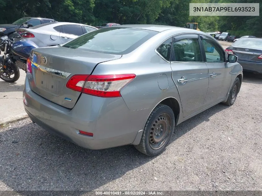 2014 Nissan Sentra S VIN: 3N1AB7AP9EL693523 Lot: 40010491