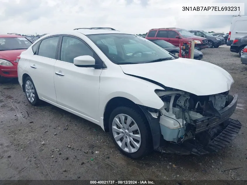 2014 Nissan Sentra S VIN: 3N1AB7AP7EL693231 Lot: 40021737