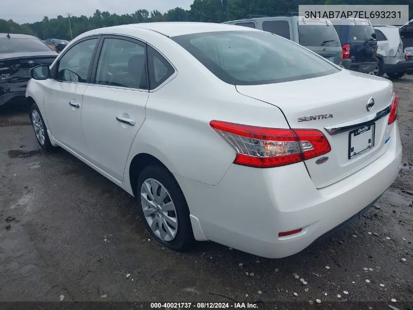 3N1AB7AP7EL693231 2014 Nissan Sentra S