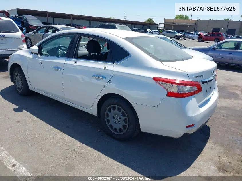 2014 Nissan Sentra Fe+ S/Fe+ Sv/S/Sl/Sr/Sv VIN: 3N1AB7AP3EL677625 Lot: 40032367