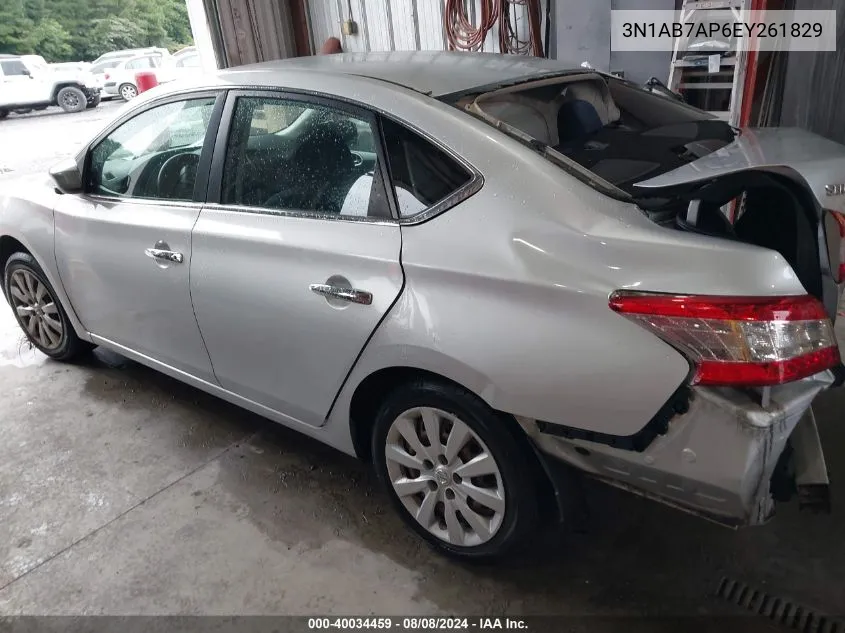 2014 Nissan Sentra S VIN: 3N1AB7AP6EY261829 Lot: 40034459