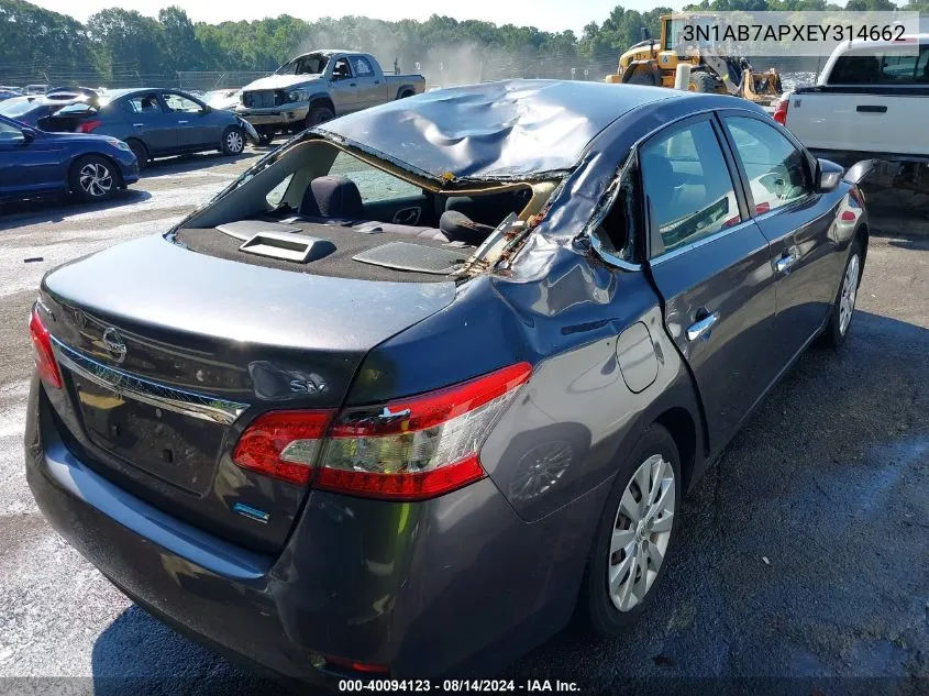 2014 Nissan Sentra Sv VIN: 3N1AB7APXEY314662 Lot: 40094123