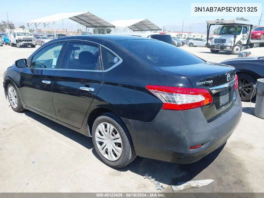 2014 Nissan Sentra Sv VIN: 3N1AB7AP5EY321325 Lot: 40123429