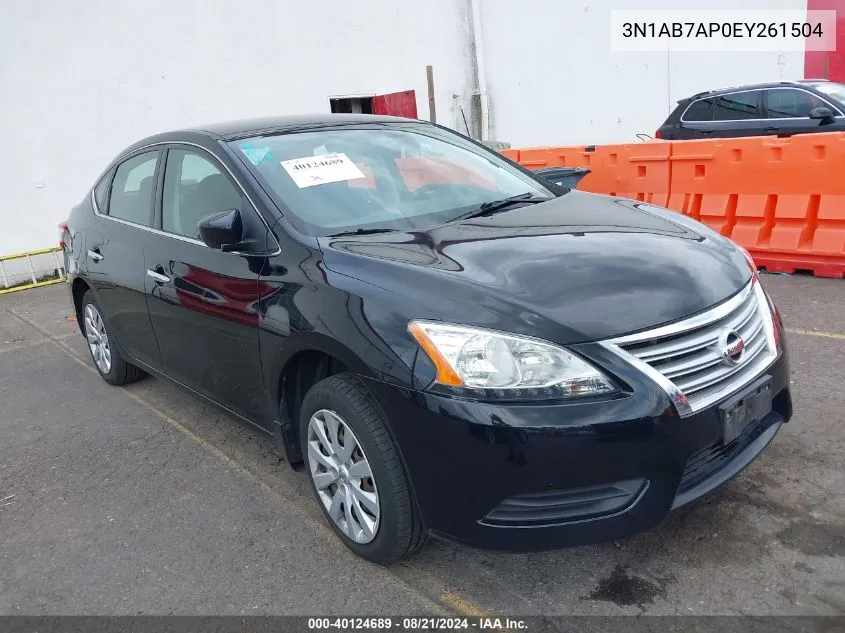 2014 Nissan Sentra Fe+ S/Fe+ Sv/S/Sl/Sr/Sv VIN: 3N1AB7AP0EY261504 Lot: 40124689