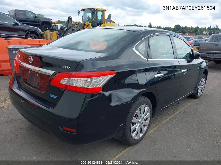 2014 Nissan Sentra Fe+ S/Fe+ Sv/S/Sl/Sr/Sv VIN: 3N1AB7AP0EY261504 Lot: 40124689