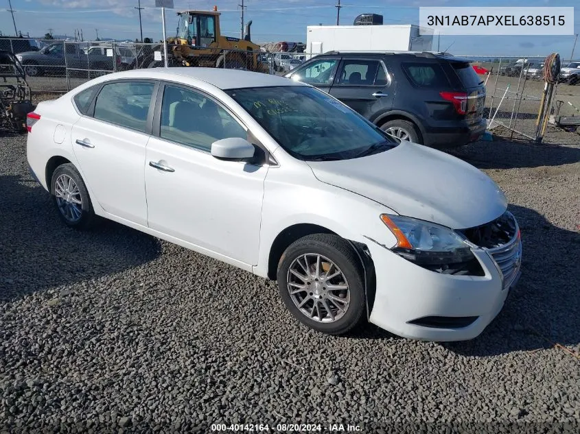 2014 Nissan Sentra Sv VIN: 3N1AB7APXEL638515 Lot: 40142164