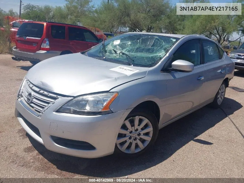 2014 Nissan Sentra S/Sv/Sr/Sl VIN: 3N1AB7AP4EY217165 Lot: 40142989