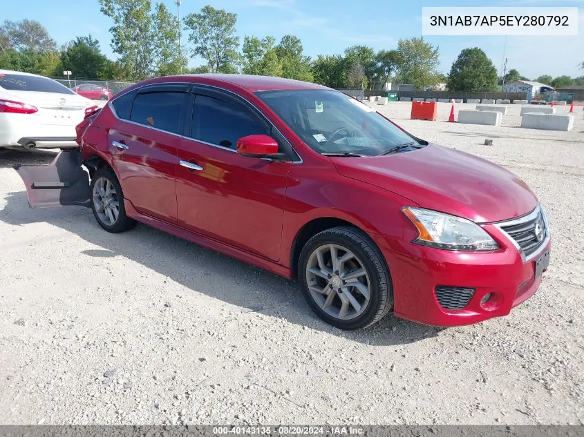 2014 Nissan Sentra Sr VIN: 3N1AB7AP5EY280792 Lot: 40143135