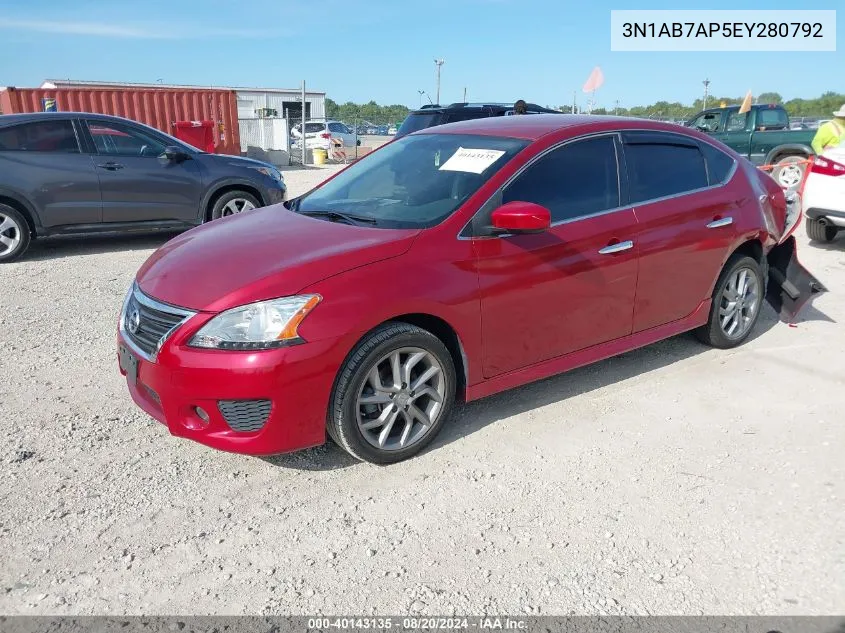 2014 Nissan Sentra Sr VIN: 3N1AB7AP5EY280792 Lot: 40143135