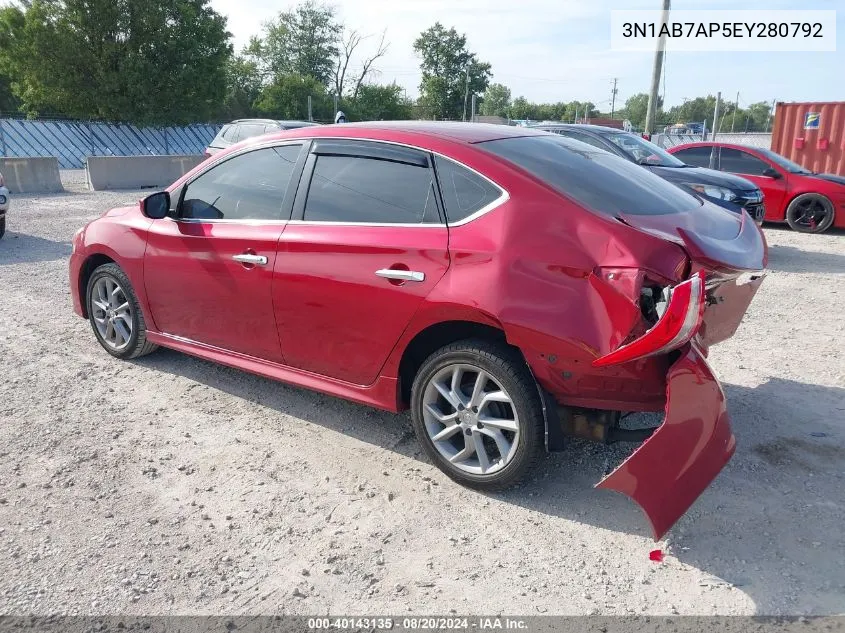 2014 Nissan Sentra Sr VIN: 3N1AB7AP5EY280792 Lot: 40143135