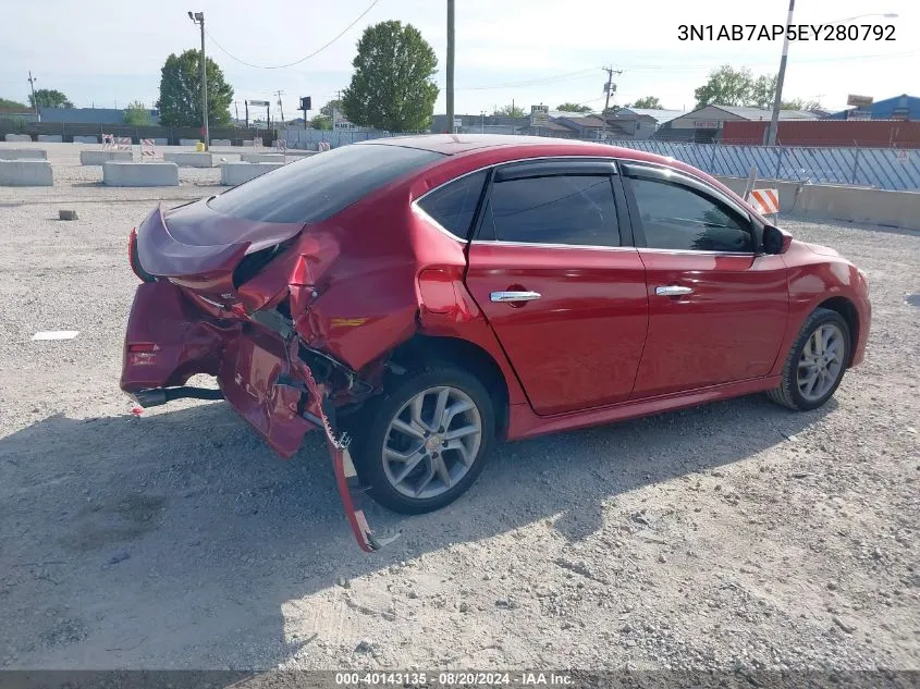 2014 Nissan Sentra Sr VIN: 3N1AB7AP5EY280792 Lot: 40143135