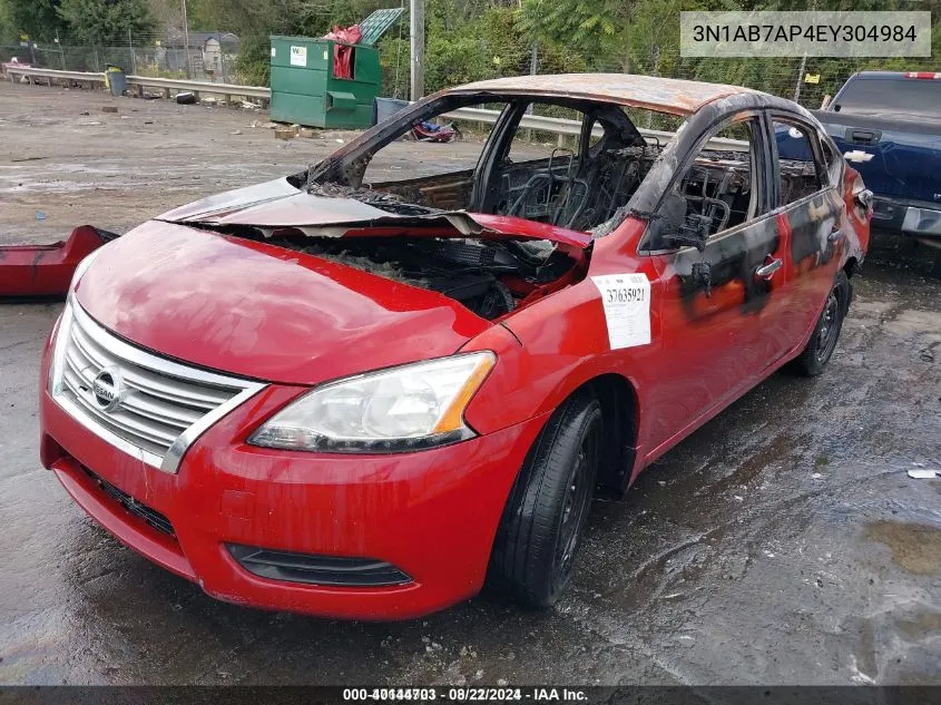 2014 Nissan Sentra Sv VIN: 3N1AB7AP4EY304984 Lot: 40144703