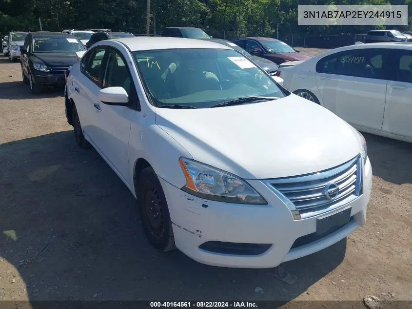 2014 Nissan Sentra Fe+ S/Fe+ Sv/S/Sl/Sr/Sv VIN: 3N1AB7AP2EY244915 Lot: 40164561