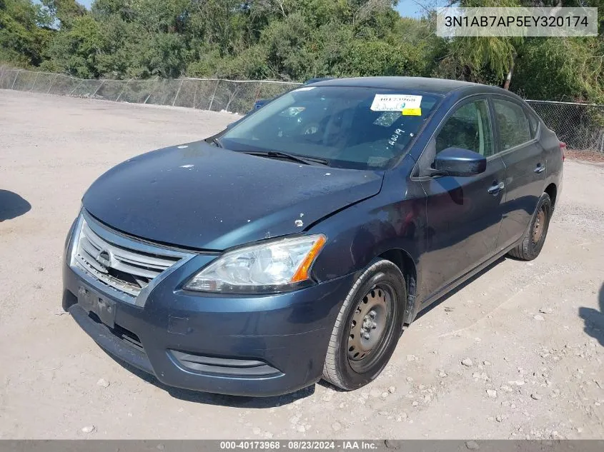 2014 Nissan Sentra Sv VIN: 3N1AB7AP5EY320174 Lot: 40173968