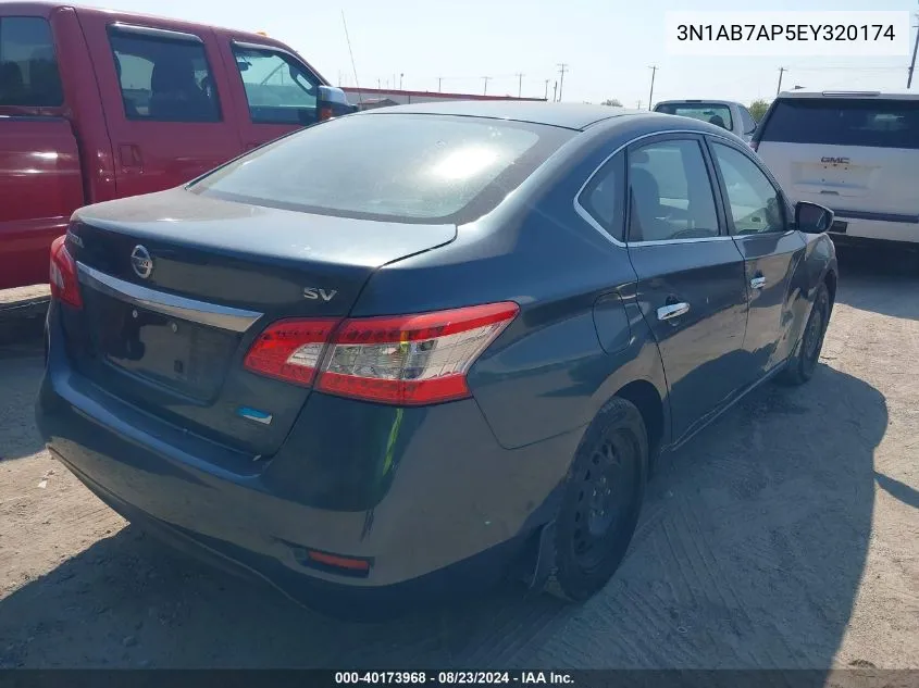 2014 Nissan Sentra Sv VIN: 3N1AB7AP5EY320174 Lot: 40173968