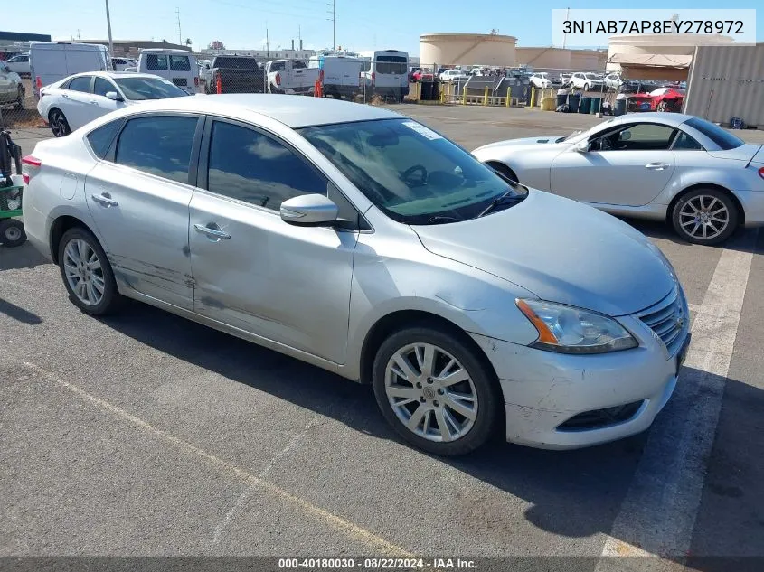 2014 Nissan Sentra Sl VIN: 3N1AB7AP8EY278972 Lot: 40180030