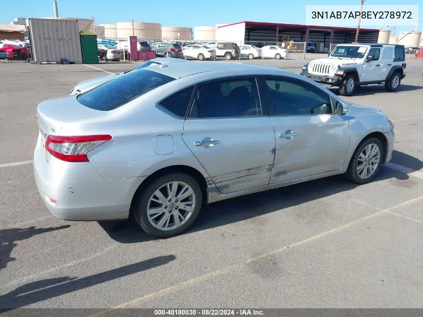 2014 Nissan Sentra Sl VIN: 3N1AB7AP8EY278972 Lot: 40180030